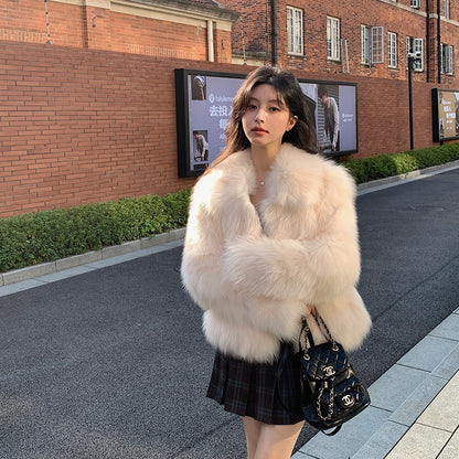 Women's Faux Fur Lapel Coat