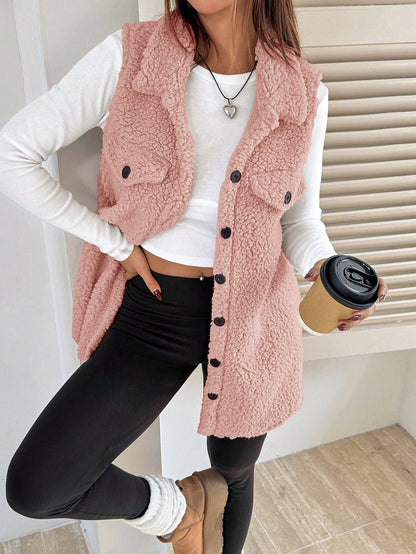 Women's Faux Lamb Wool Lapel Vest