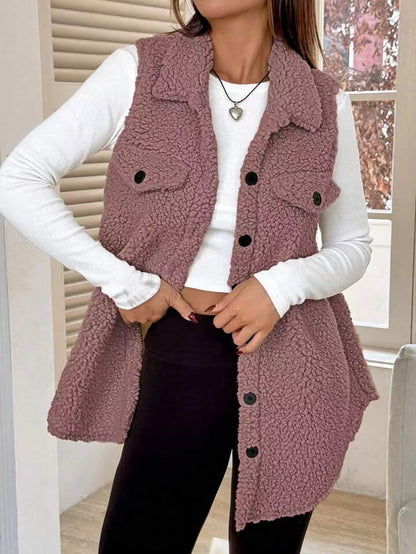 Women's Faux Lamb Wool Lapel Vest