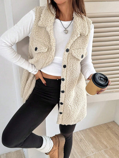 Women's Faux Lamb Wool Lapel Vest