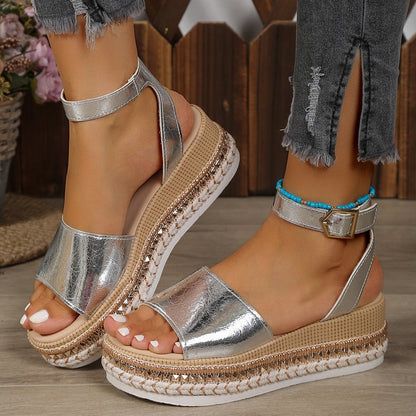 Women's Fish Mouth Buckle Wedge Sandals