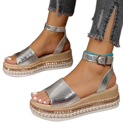 Women's Fish Mouth Buckle Wedge Sandals