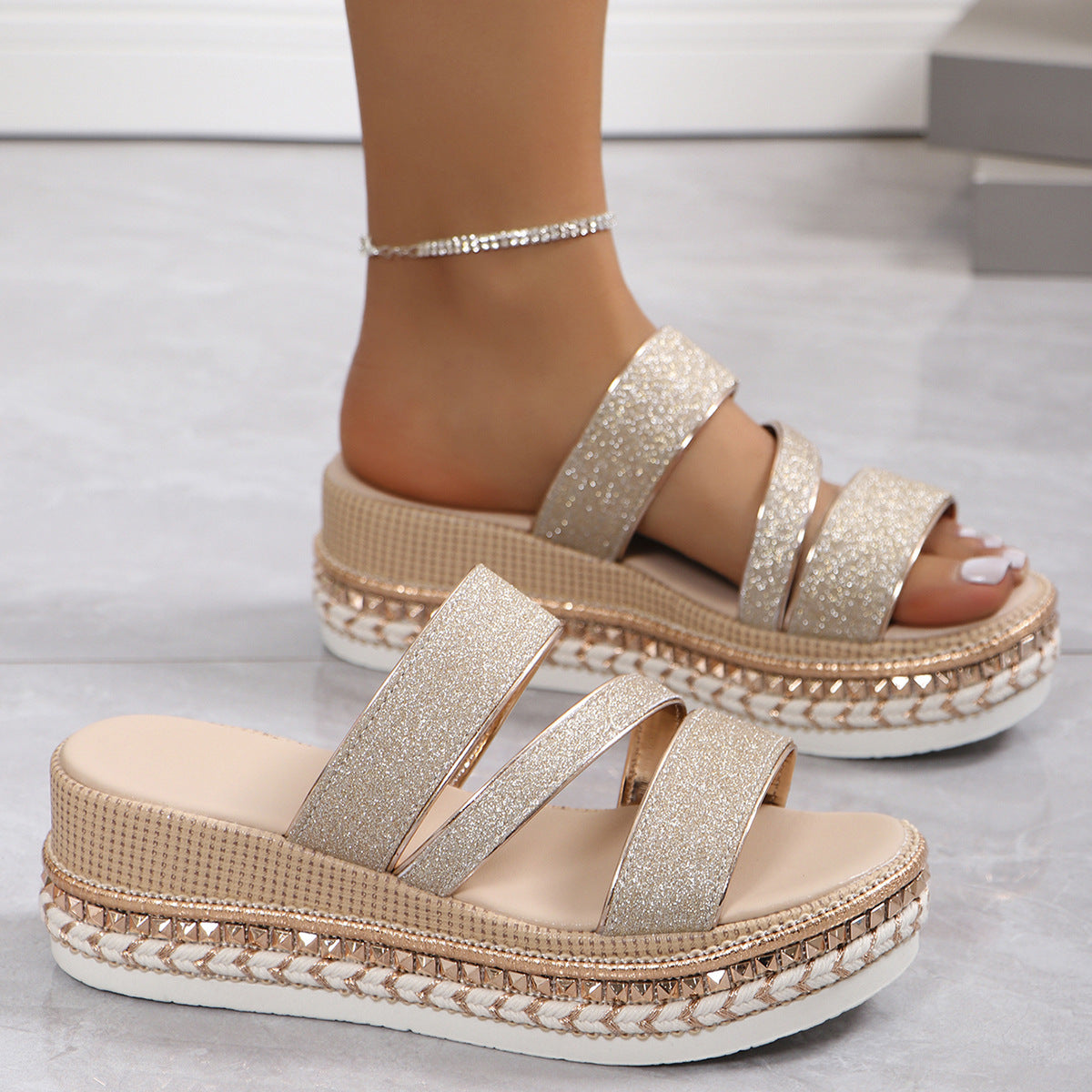 Women's Fish Mouth Buckle Wedge Sandals