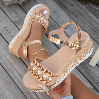 Women's Fish Mouth Buckle Wedge Sandals
