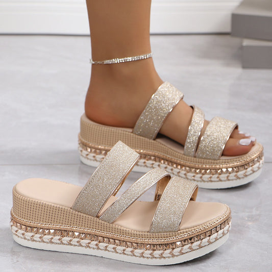 Women's Fish Mouth Buckle Wedge Sandals
