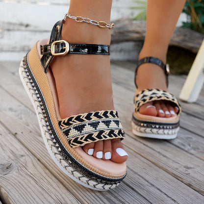 Women's Fish Mouth Buckle Wedge Sandals