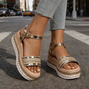 Women's Fish Mouth Buckle Wedge Sandals