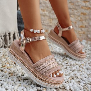 Women's Fish Mouth Buckle Wedge Sandals