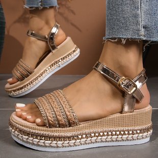 Women's Fish Mouth Buckle Wedge Sandals
