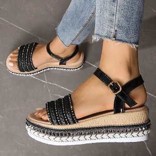 Women's Fish Mouth Buckle Wedge Sandals