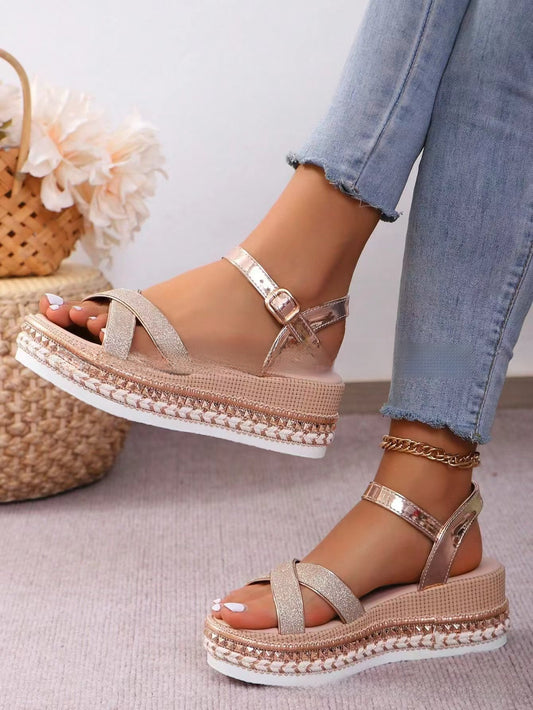 Women's Fish Mouth Buckle Wedge Sandals
