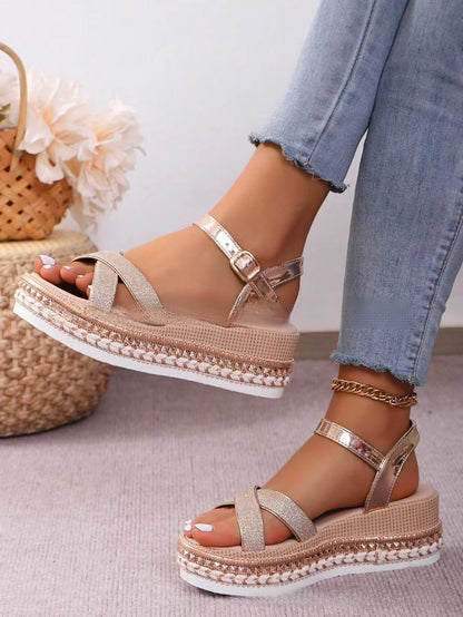 Women's Fish Mouth Buckle Wedge Sandals