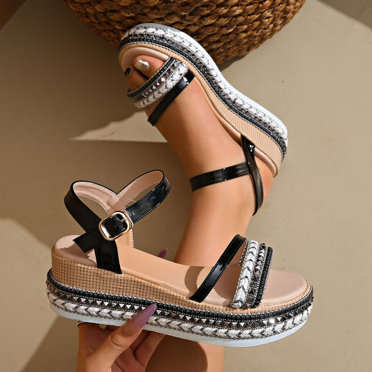Women's Fish Mouth Buckle Wedge Sandals