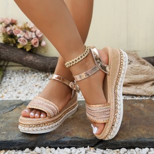 Women's Fish Mouth Buckle Wedge Sandals