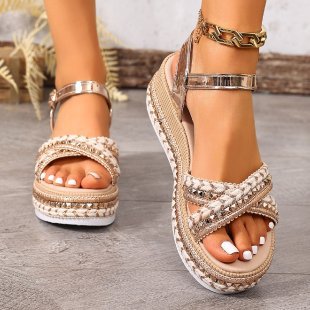 Women's Fish Mouth Buckle Wedge Sandals