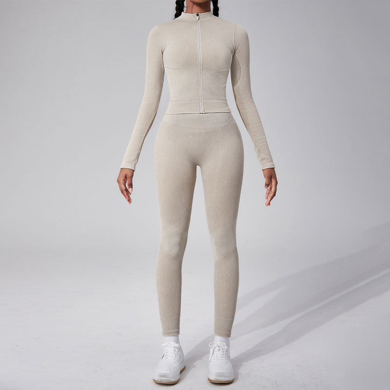 Women's Fitness Yoga Set Long Sleeve Jacket and Leggings