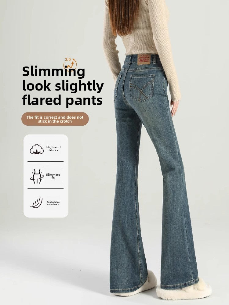Women's Flared Stretch Jeans High Waist Bell Bottom Pants