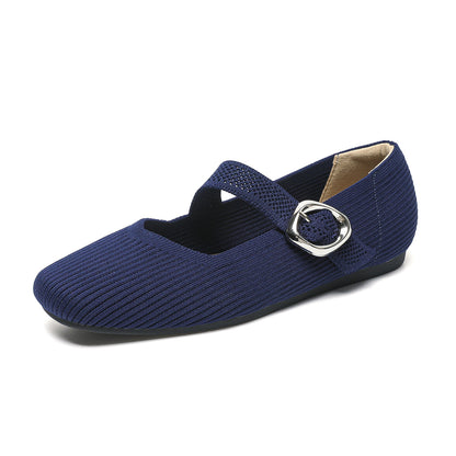 Women's Flat Soft Sole Mary Jane Knit Casual Shoes