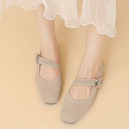 Women's Flat Soft Sole Mary Jane Knit Casual Shoes