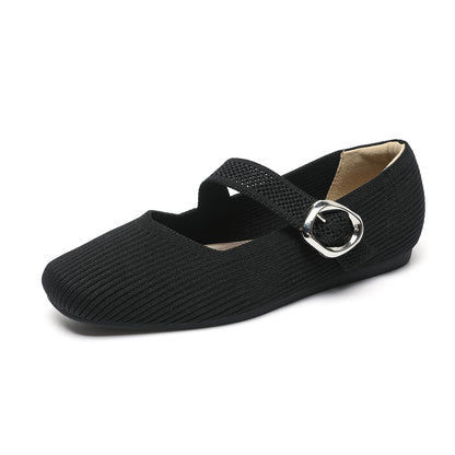 Women's Flat Soft Sole Mary Jane Knit Casual Shoes