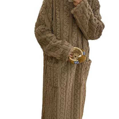 Women's Fleece-Lined Coral Velvet Nightgown for Winter
