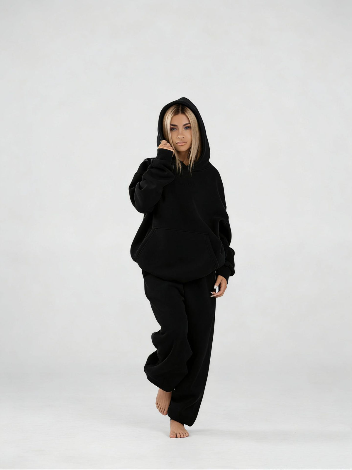 Women's Fleece-Lined Letter Embroidered Sweatsuit Set