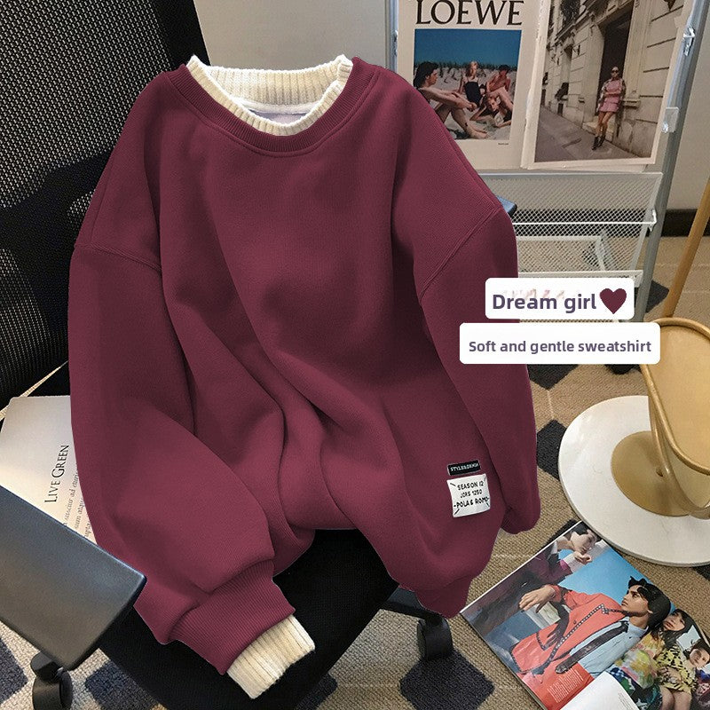 Women's Fleece-Lined Round Neck Sweatshirt