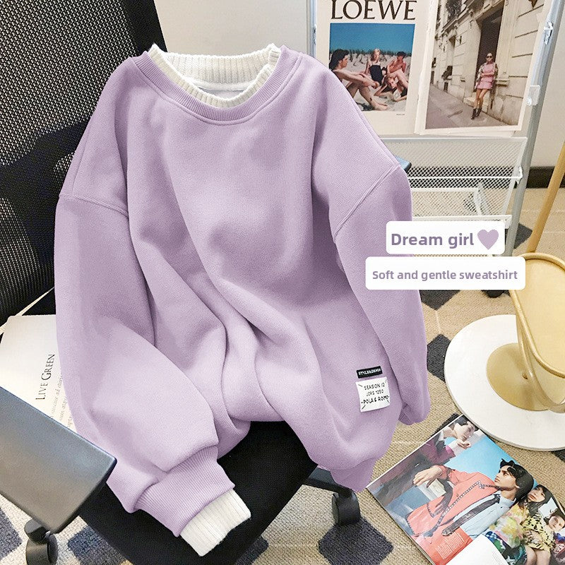 Women's Fleece-Lined Round Neck Sweatshirt