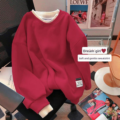Women's Fleece-Lined Round Neck Sweatshirt
