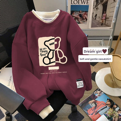 Women's Fleece-Lined Round Neck Sweatshirt