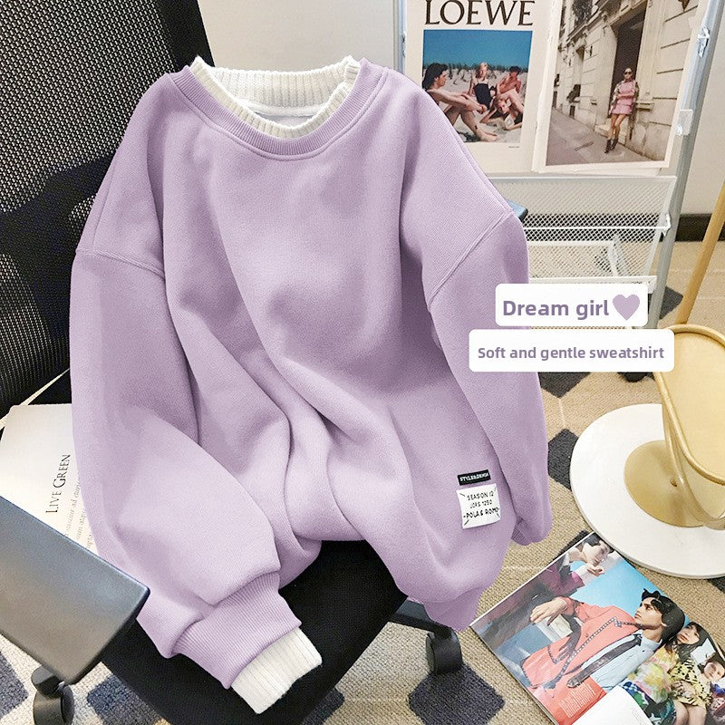 Women's Fleece-Lined Round Neck Sweatshirt
