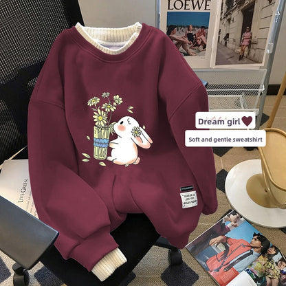 Women's Fleece-Lined Round Neck Sweatshirt