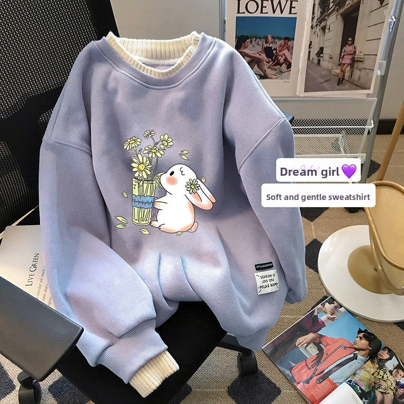 Women's Fleece-Lined Round Neck Sweatshirt