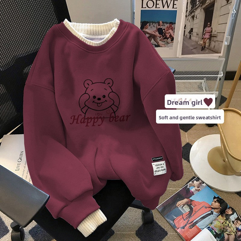 Women's Fleece-Lined Round Neck Sweatshirt