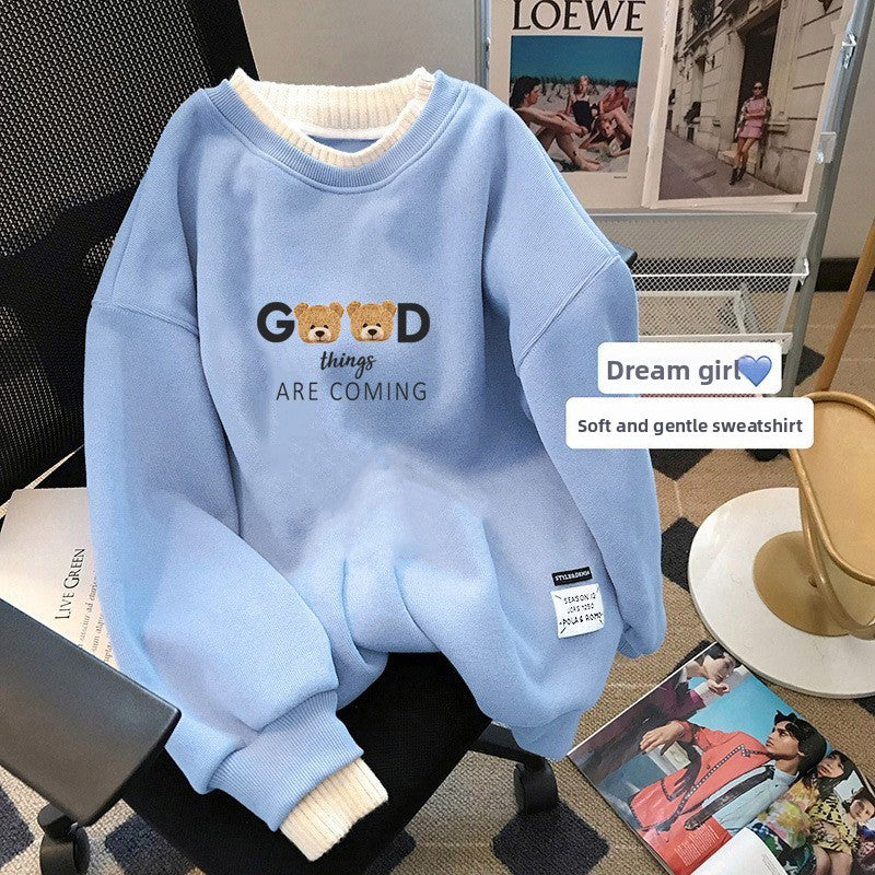 Women's Fleece-Lined Round Neck Sweatshirt