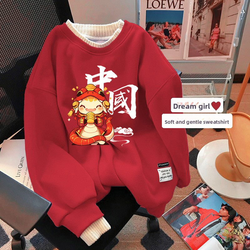 Women's Fleece-Lined Round Neck Sweatshirt