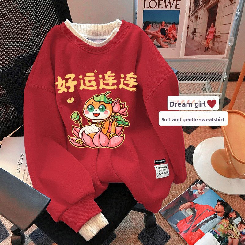Women's Fleece-Lined Round Neck Sweatshirt
