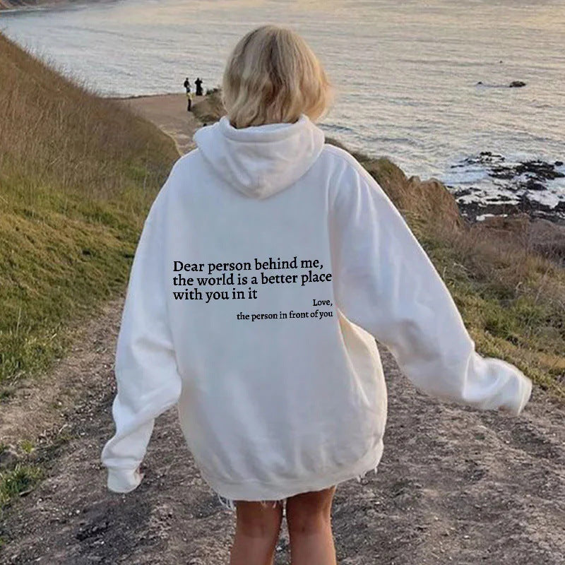 Women's Fleece Sweater Letter Slogan Printed Hoodie
