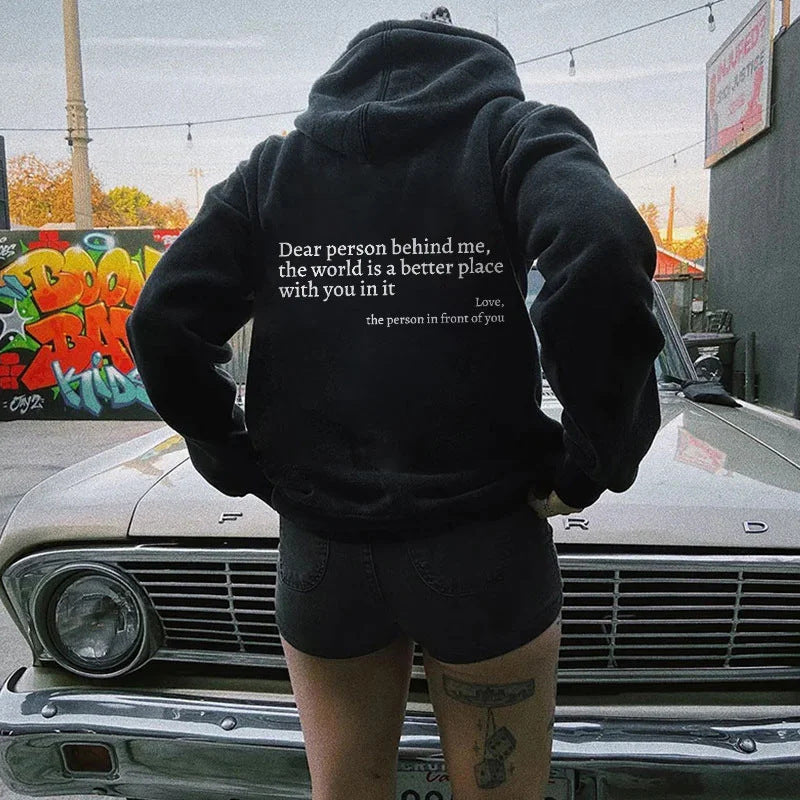 Women's Fleece Sweater Letter Slogan Printed Hoodie