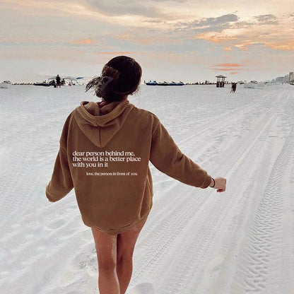 Women's Fleece Sweater Letter Slogan Printed Hoodie
