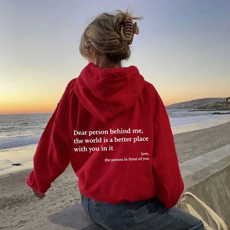 Women's Fleece Sweater Letter Slogan Printed Hoodie