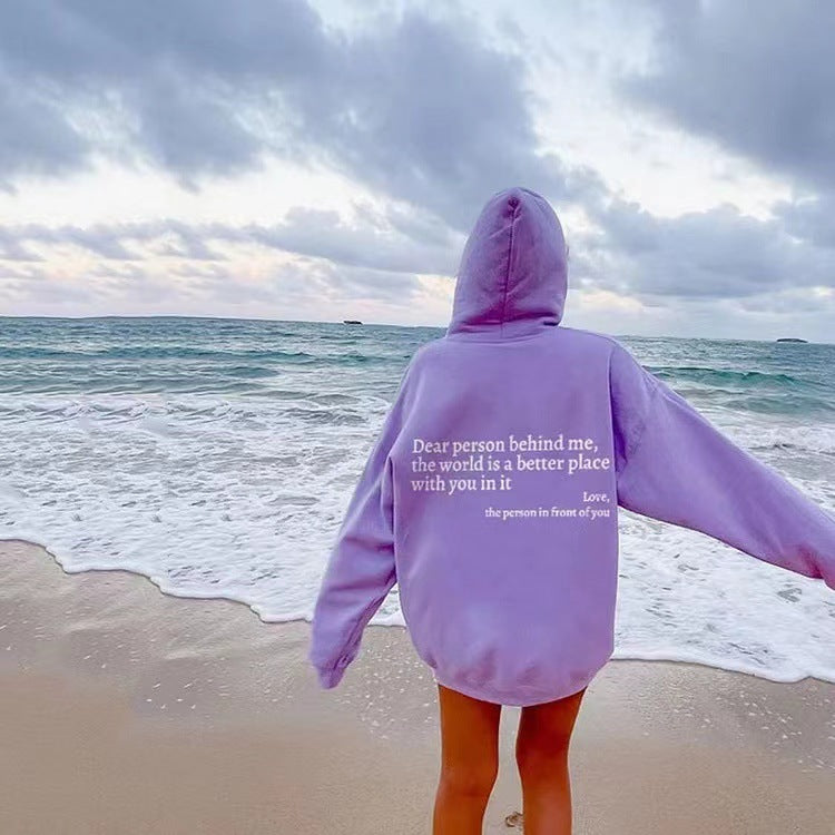 Women's Fleece Sweater Letter Slogan Printed Hoodie