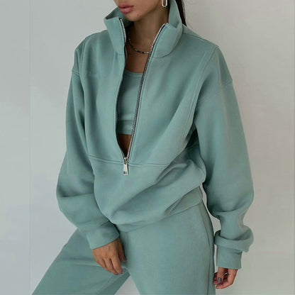 Women's Fleece Two-Piece Sweatshirt and Trousers Set