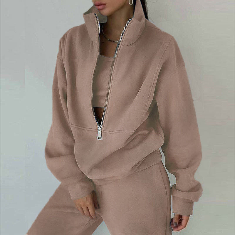 Women's Fleece Two-Piece Sweatshirt and Trousers Set