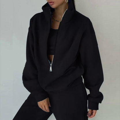 Women's Fleece Two-Piece Sweatshirt and Trousers Set