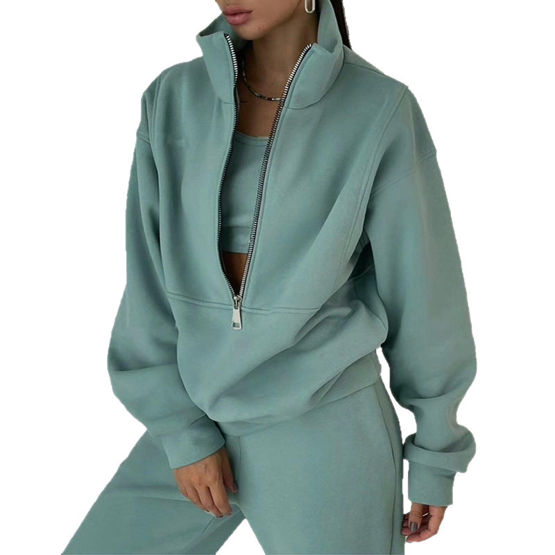 Women's Fleece Two-Piece Sweatshirt and Trousers Set
