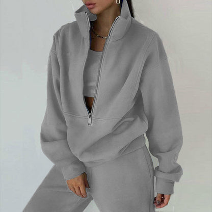 Women's Fleece Two-Piece Sweatshirt and Trousers Set