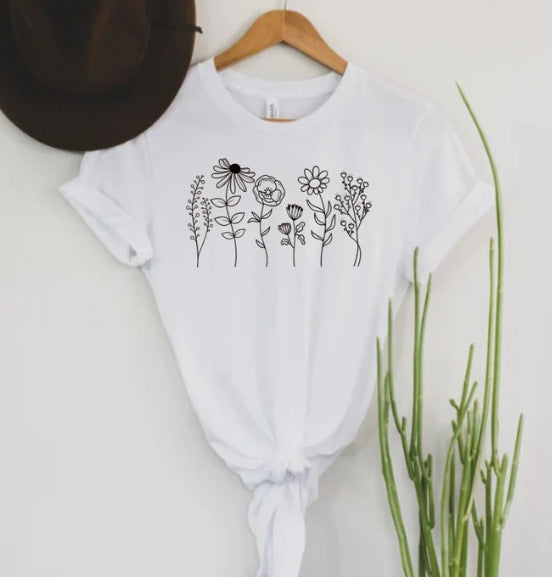 Women's Floral 3D Digital Print Loose Fit T-shirt