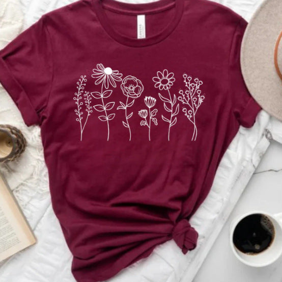 Women's Floral 3D Digital Print Loose Fit T-shirt