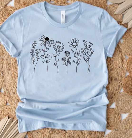 Women's Floral 3D Digital Print Loose Fit T-shirt